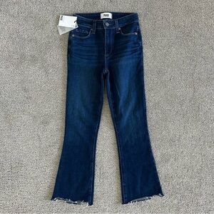 PAIGE Rory Raw Hem Crop Flare Jeans in Abilene Distressed Size 23